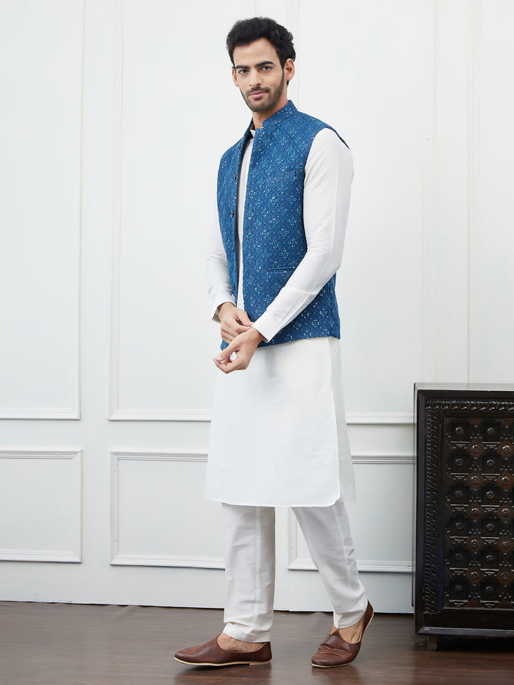 Sequins Embroidered Nehru Jacket