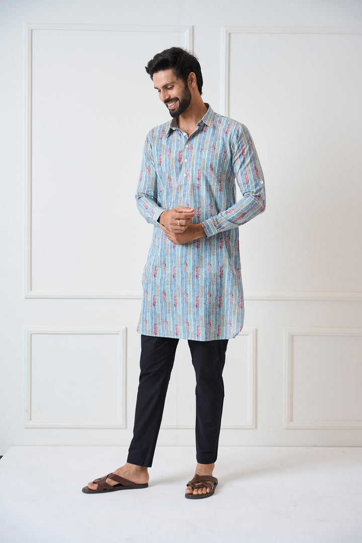 Pure Cotton Printed Pathani Kurta