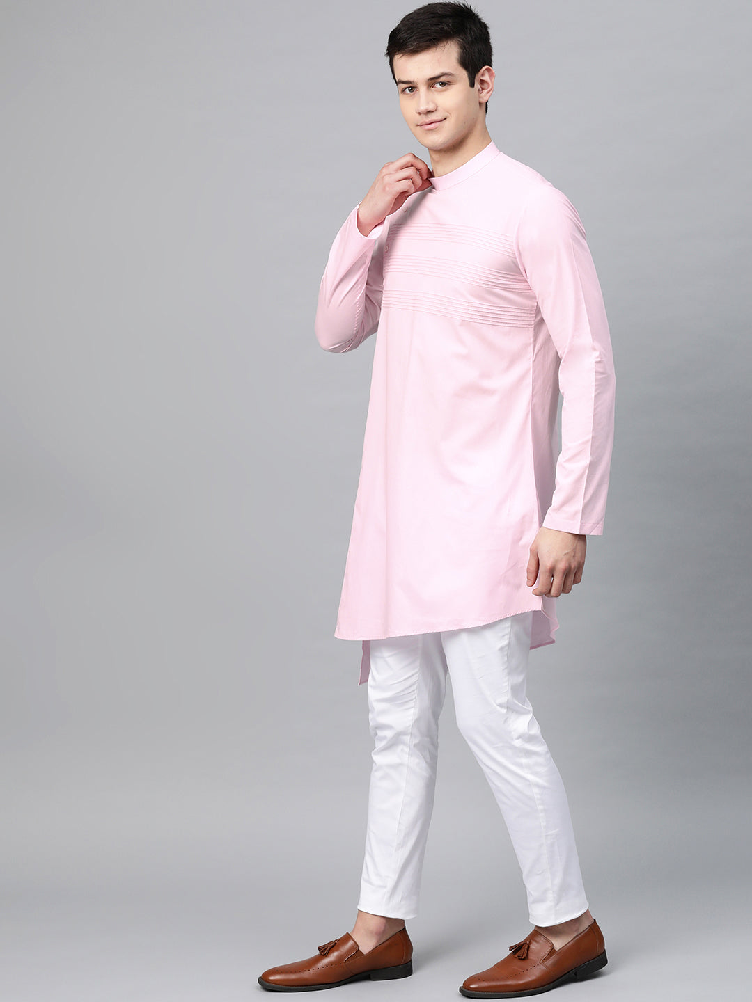 Yoke Thread worked Solid Straight kurta with pyjama