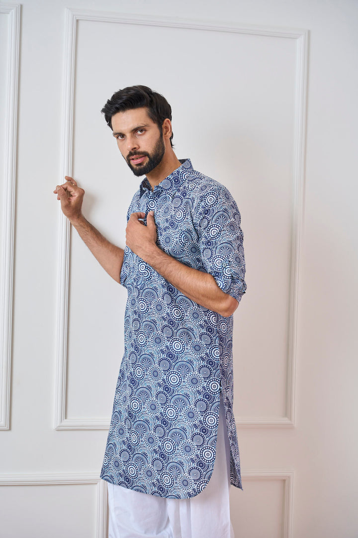 Pure Cotton Printed Pathani Kurta