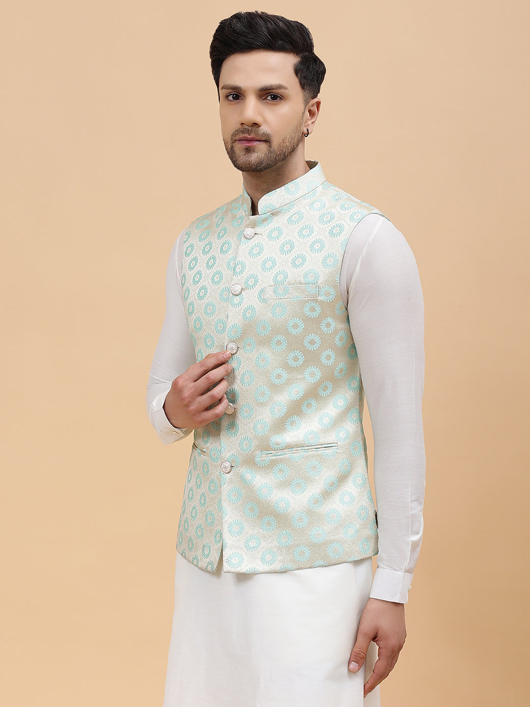 Woven Jacquard Nehru Jacket