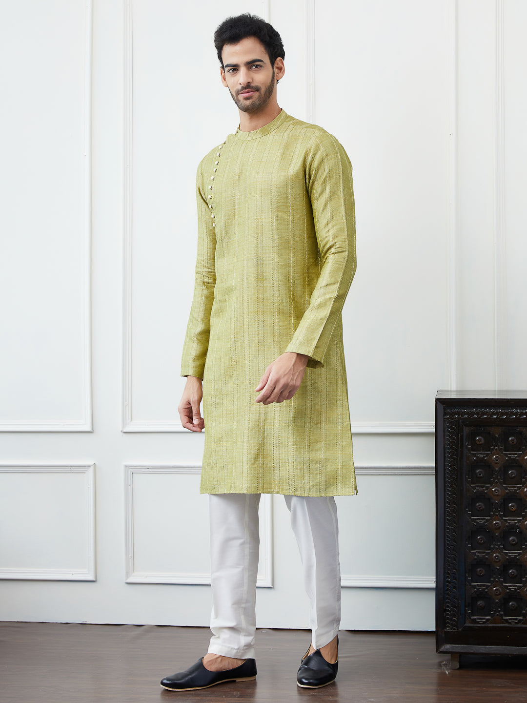 Thread Worked Pure Cotton Straight Kurta with Pyjama