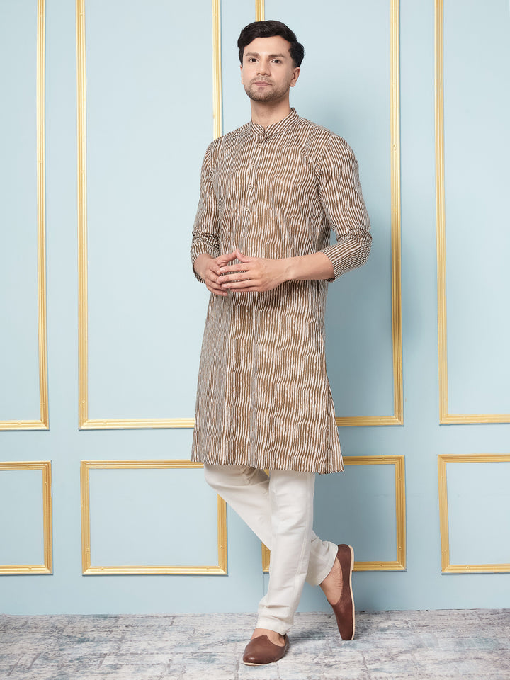 Striped Printed Straight Cotton Kurta