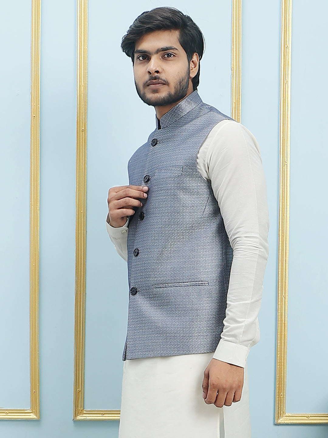 Woven Jacquard Nehru Jacket