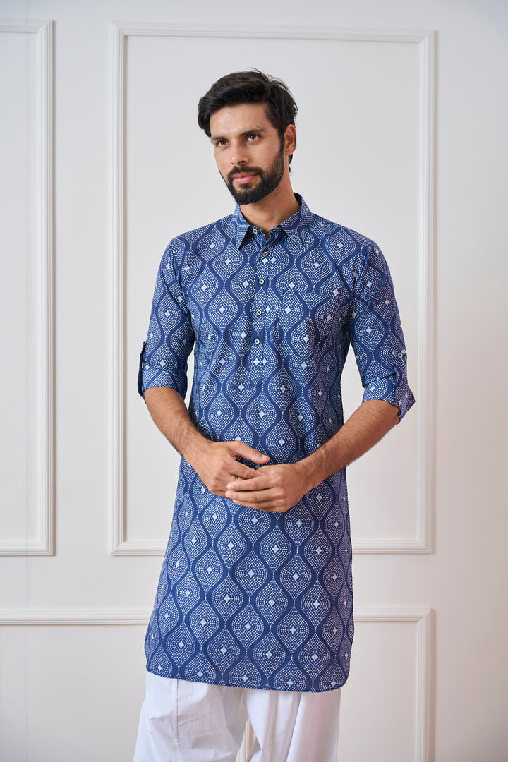 Pure Cotton Printed Pathani Kurta