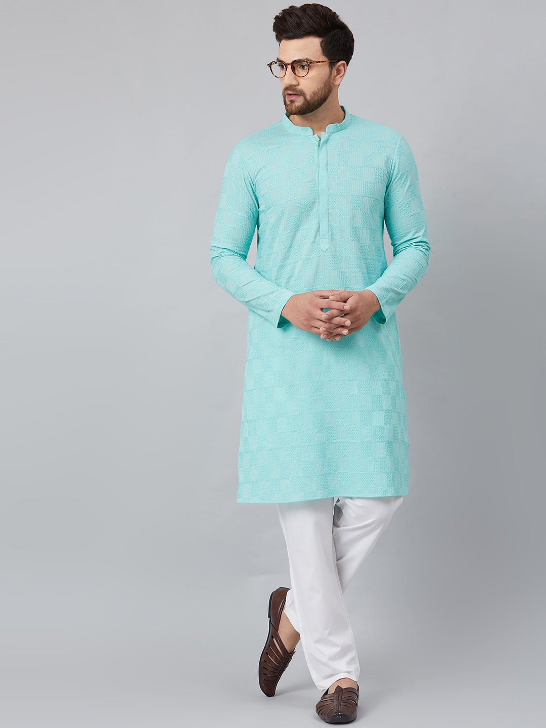 Chikankari Embroidered Straight kurta with Pyjama