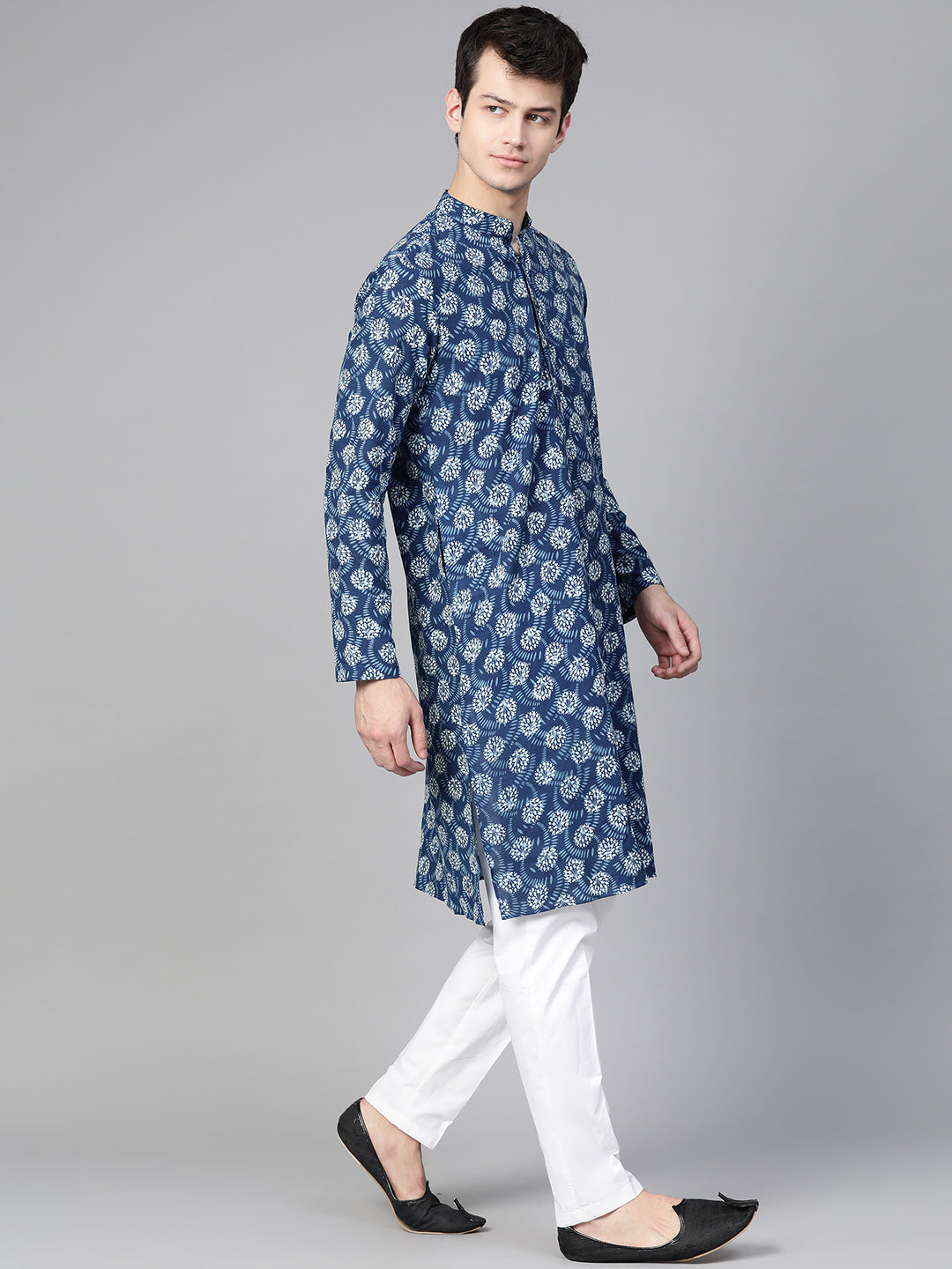 Men Kurta Blue Hand Block Printed New Design straight kurta