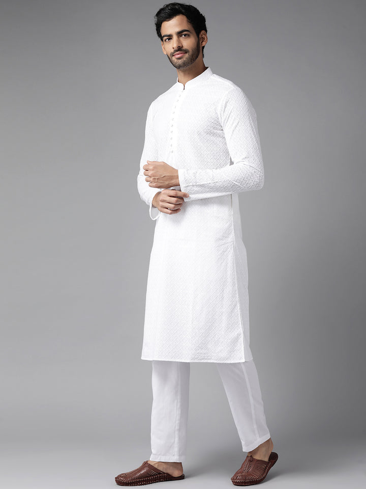 Chikankari Embroidered Straight kurta with Pyjama