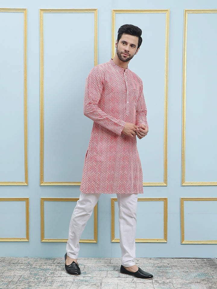 Printed Pure Cotton Straight Kurta with Pyjama