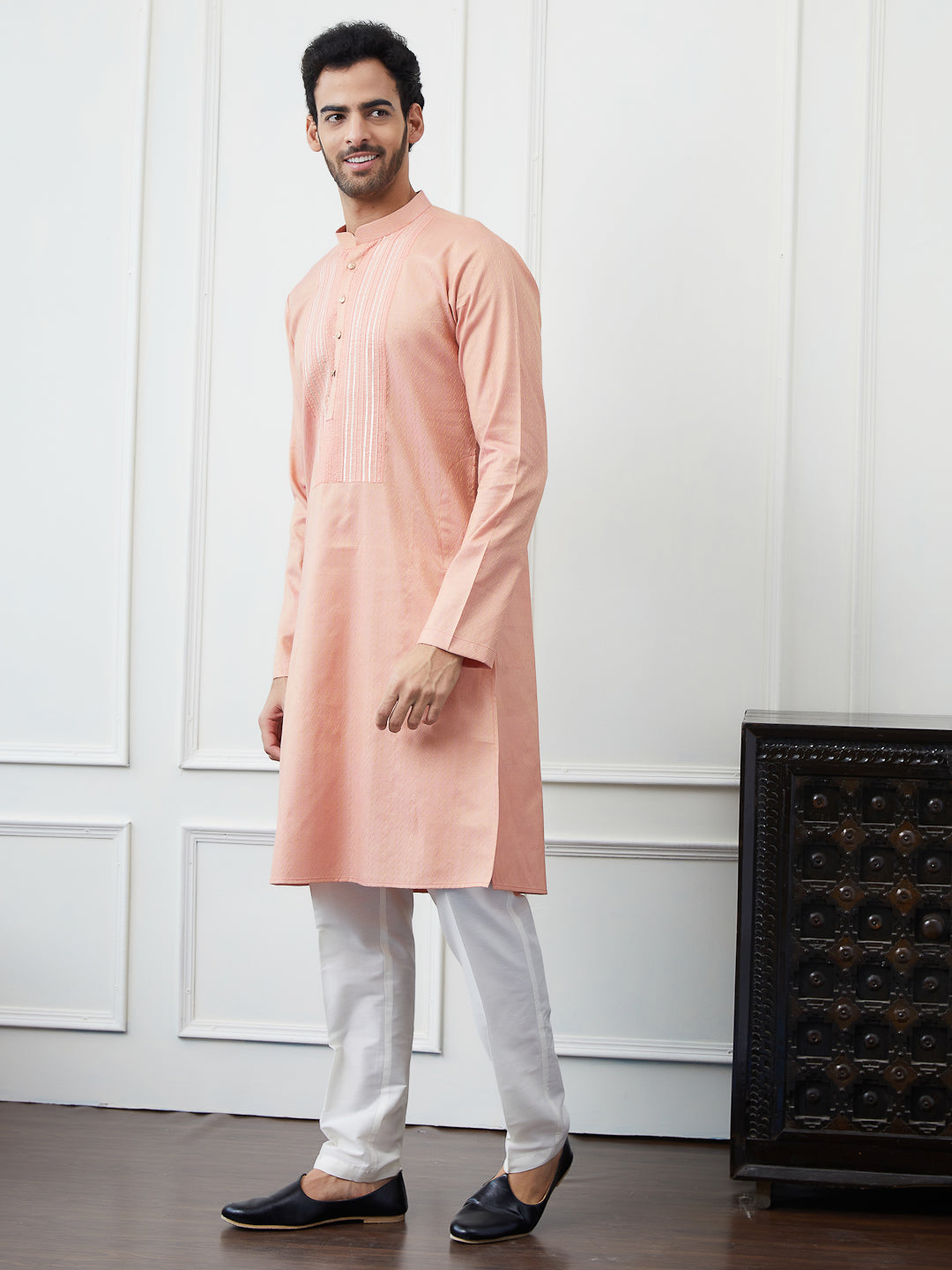 Embroidered Sequin and Thread Worked Pure Cotton Straight Kurta