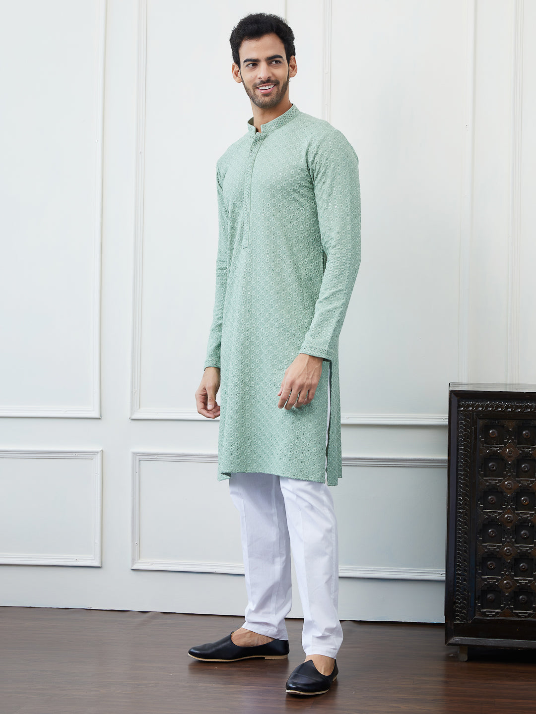 Sequins Embroidered Rayon Kurta With pyjama