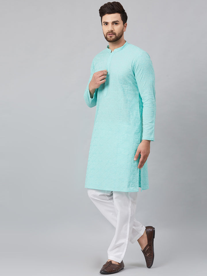 Chikankari Embroidered Straight kurta with Pyjama