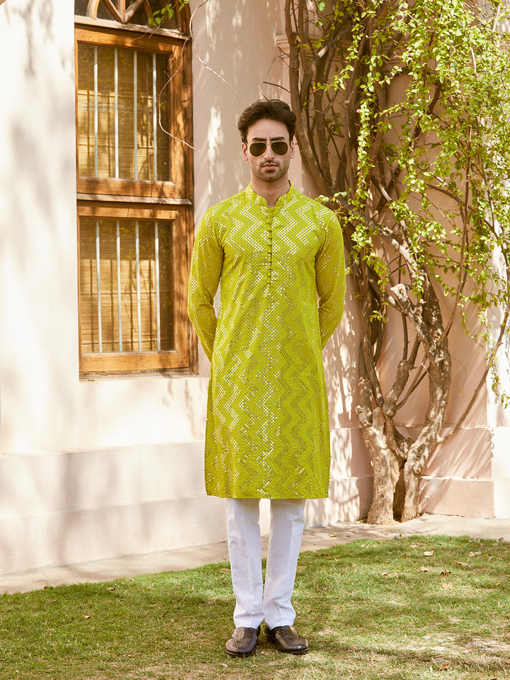 Sequins Embroidered Rayon Straight Kurta