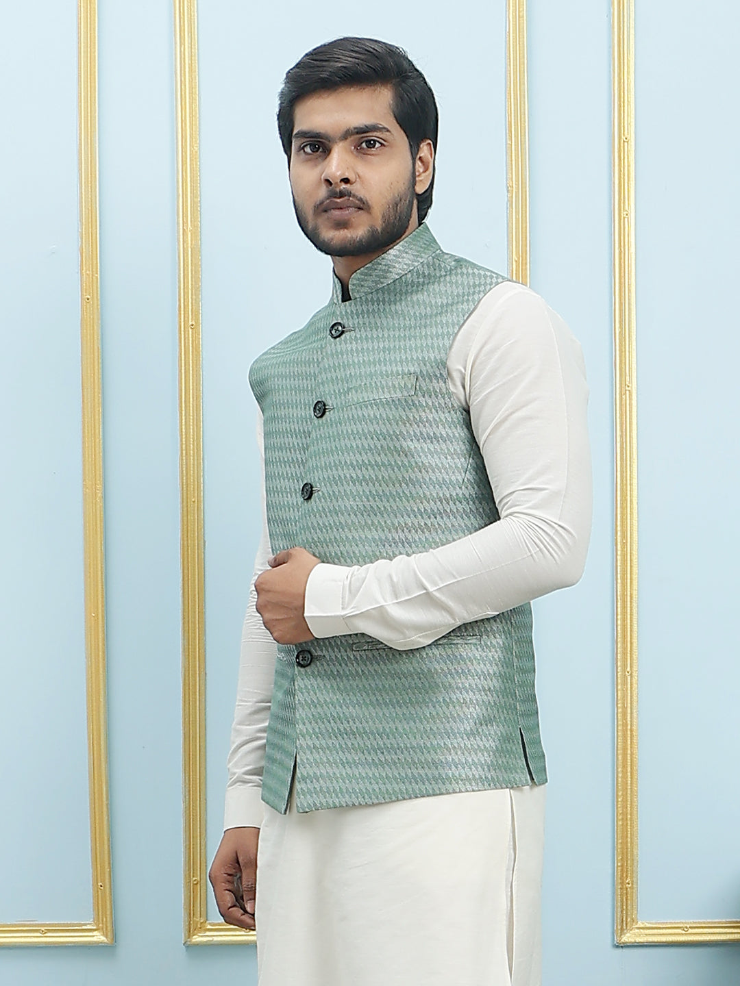 Woven Jacquard Nehru Jacket