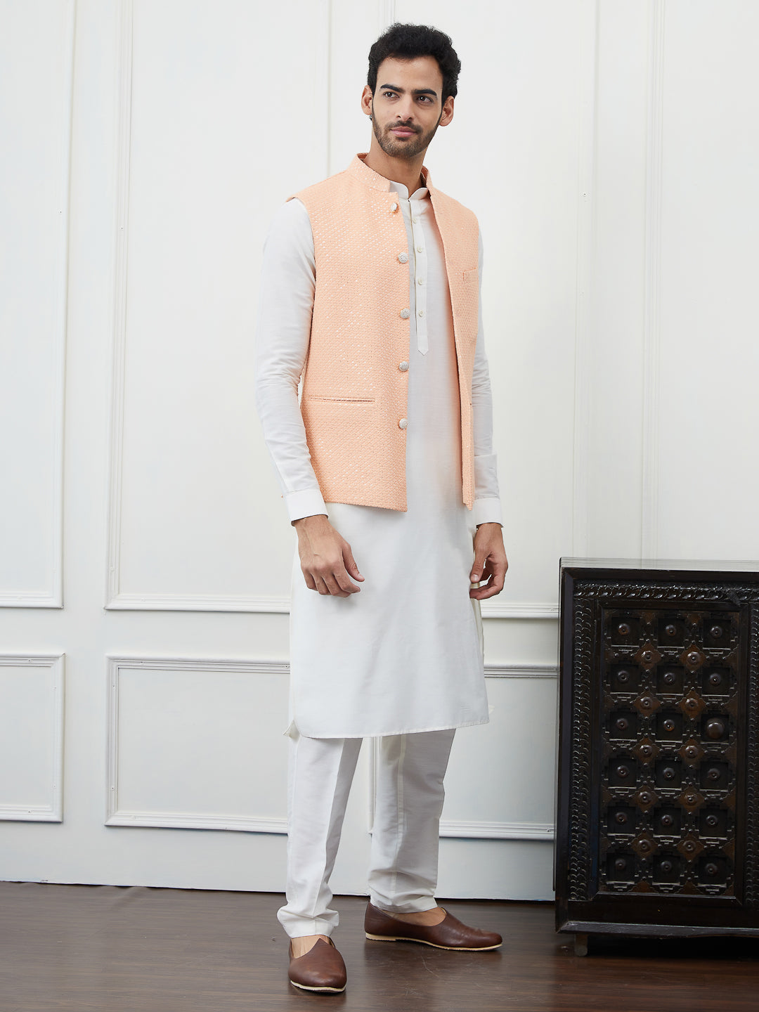 Sequins Embroidered Nehru Jacket