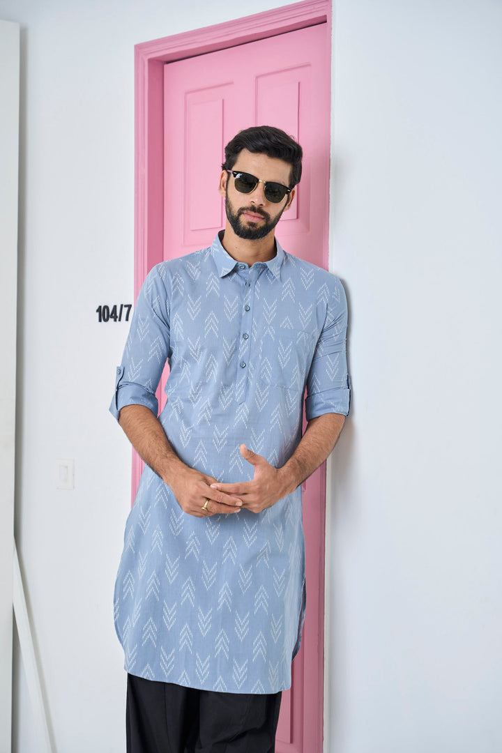 Pure Cotton Printed Pathani Kurta