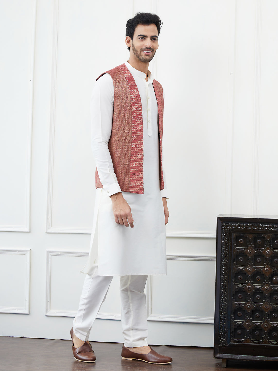 Woven Jacquard Nehru Jacket