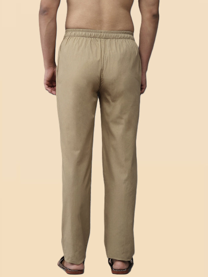 Men's Khaki Solid Cotton Pyjama