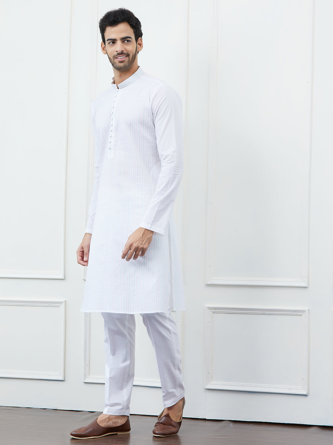 Thread Work Pure Cotton Kurta with Pyjama