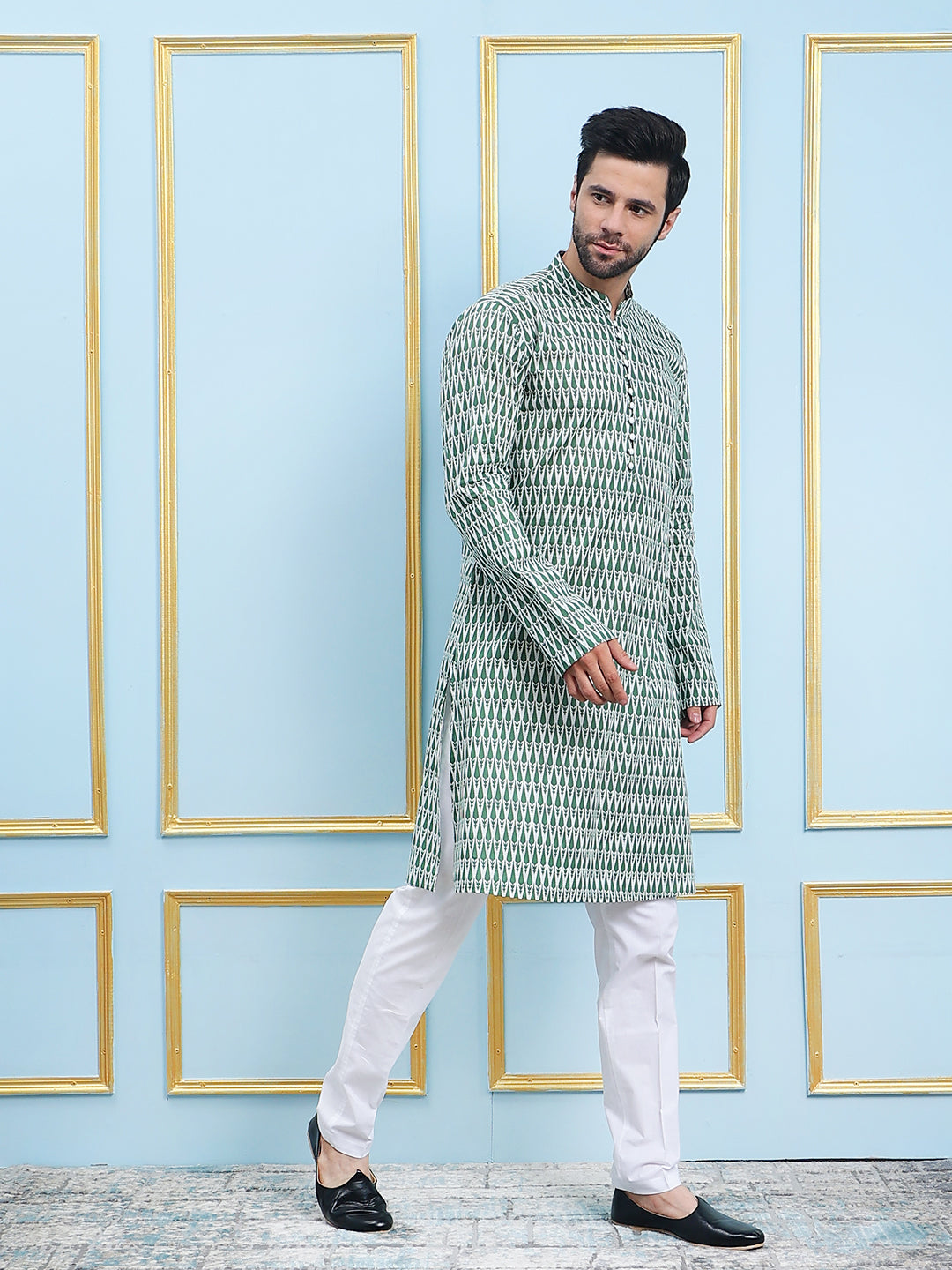 Printed Pure Cotton Straight Kurta with Pyjama