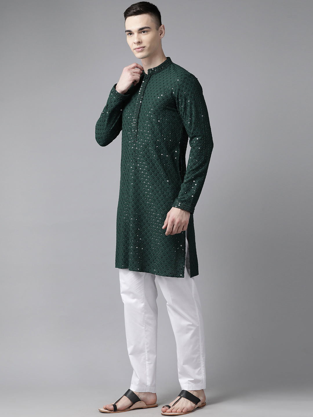 Sequins Embroidered Rayon Kurta With pyjama