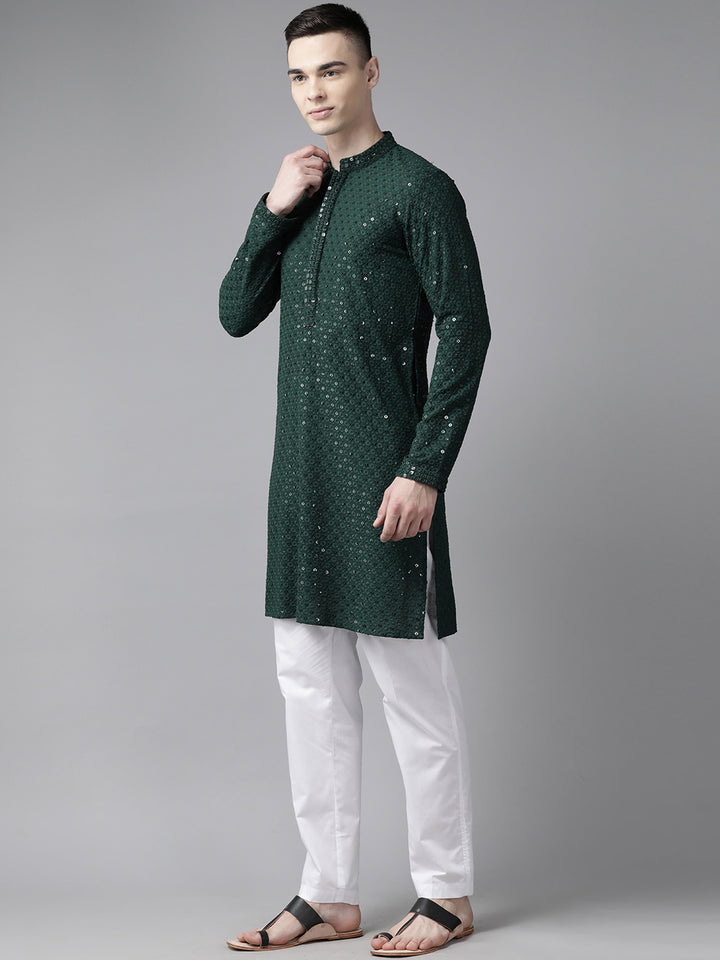 Sequins Embroidered Rayon Kurta With pyjama