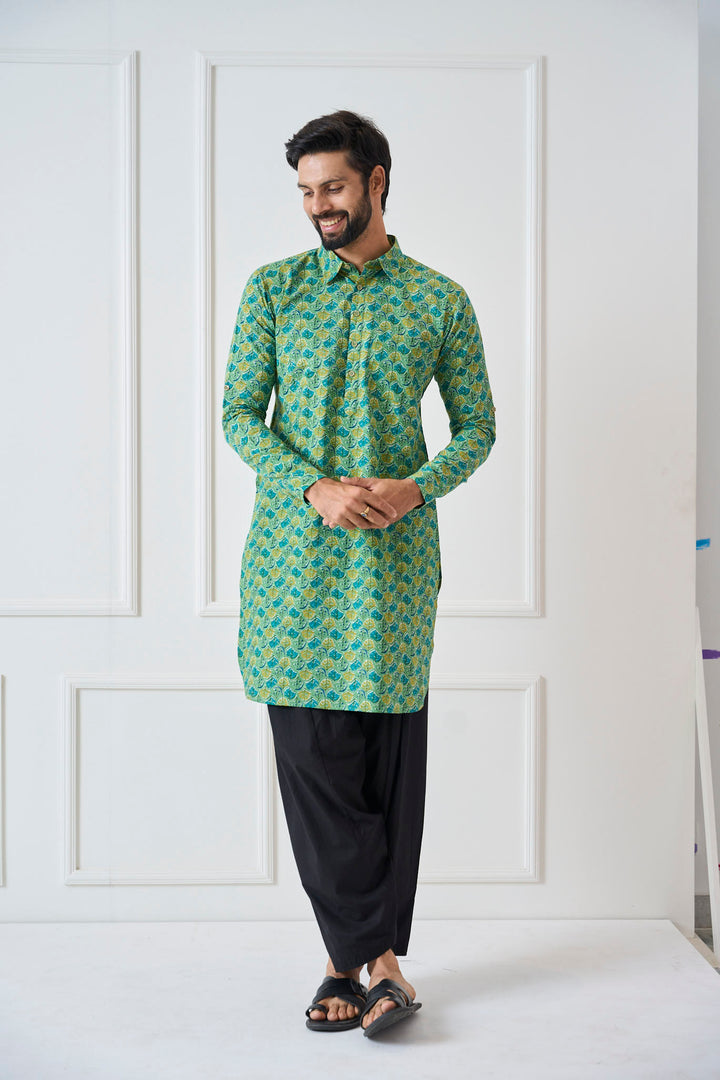 Pure Cotton Printed Pathani Kurta