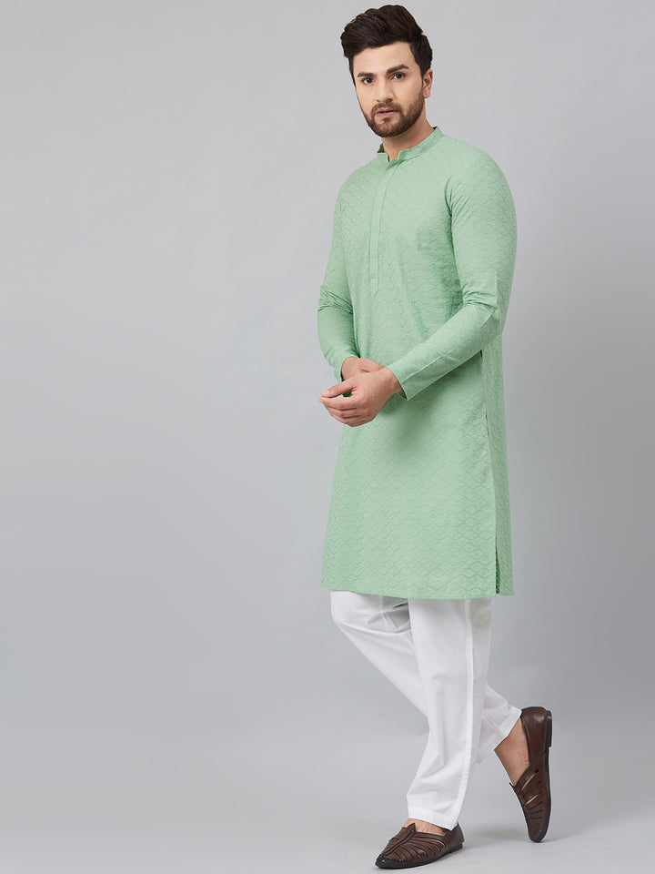 Chikankari Embroidered Straight kurta with Pyjama