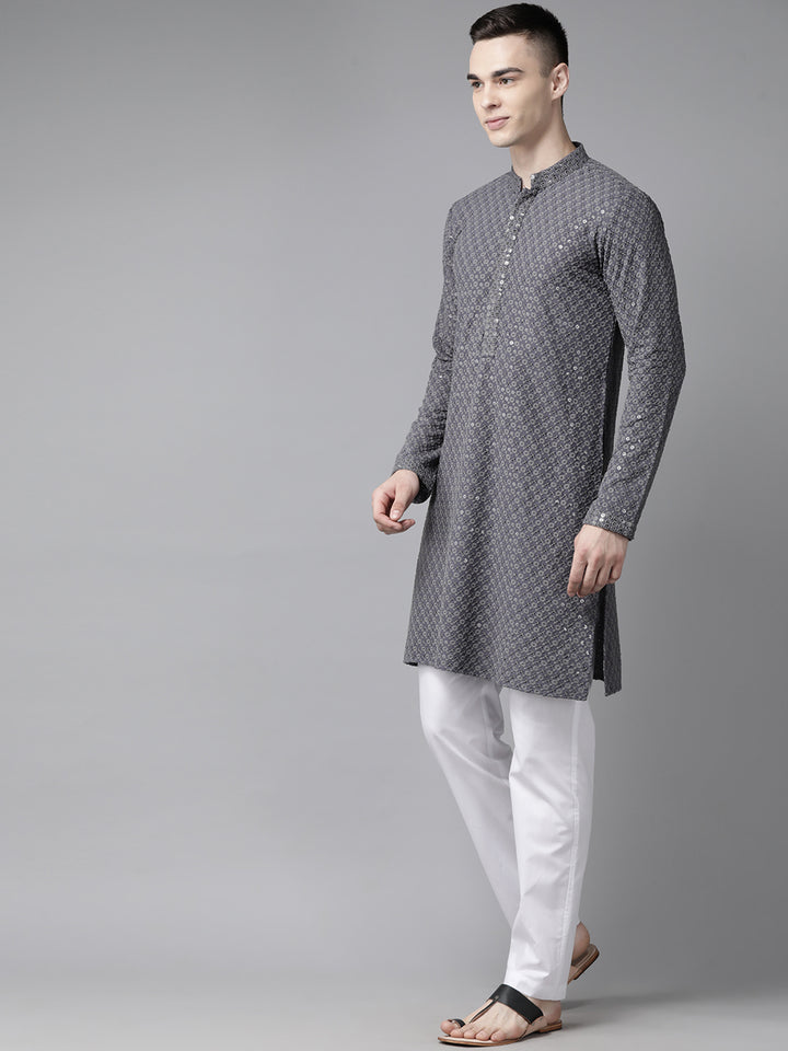 Sequins Embroidered Rayon Kurta With pyjama