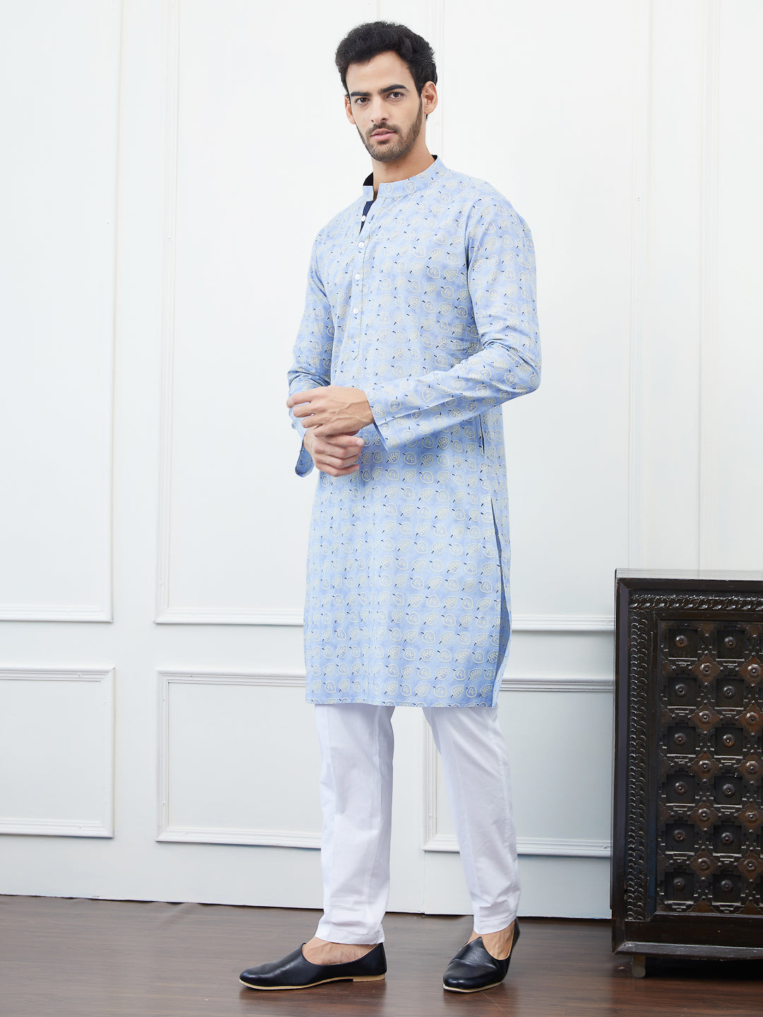 Printed Pure Cotton Straight Kurta with Pyjama