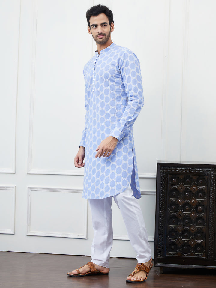 Embroidered Pure Cotton Straight Kurta with Pyjama