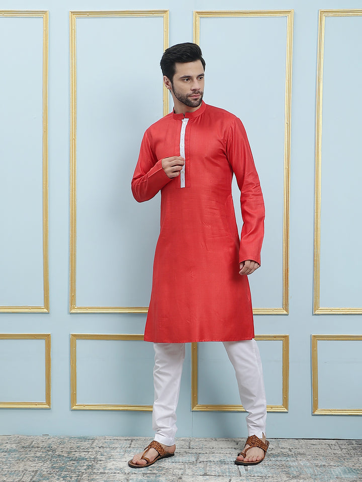 Solid Cotton Silk Straight Kurta with Pyjama