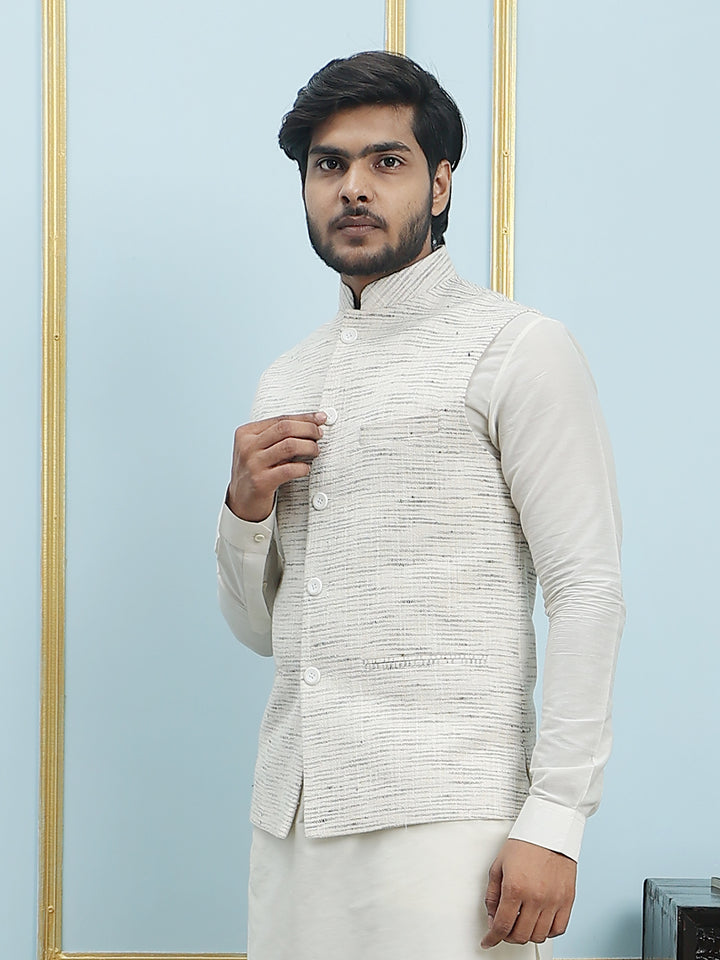 Solid Handwoven Pure Cotton Nehru Jacket