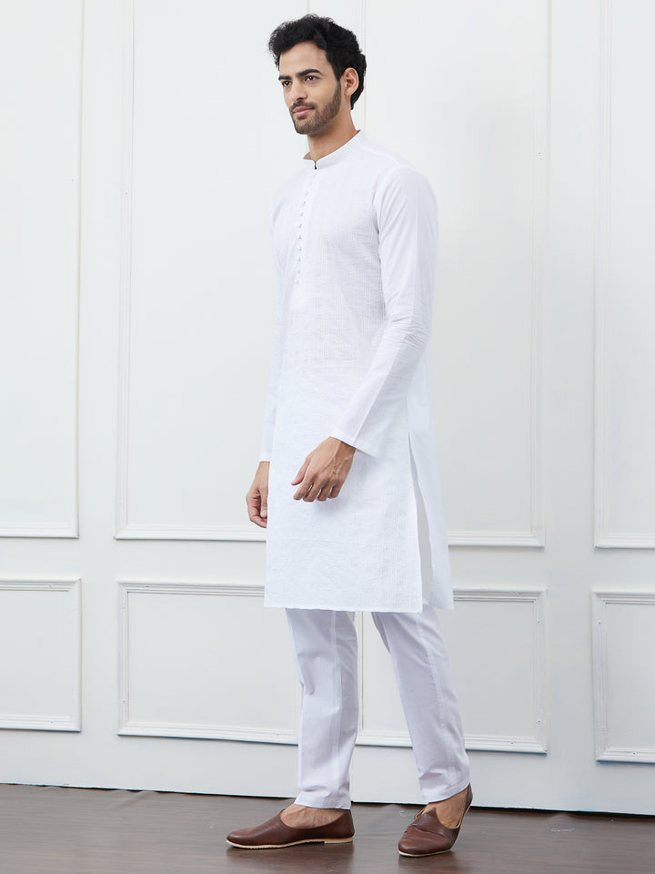 Sequin and Thread Work Pure Cotton Kurta with Pyjama