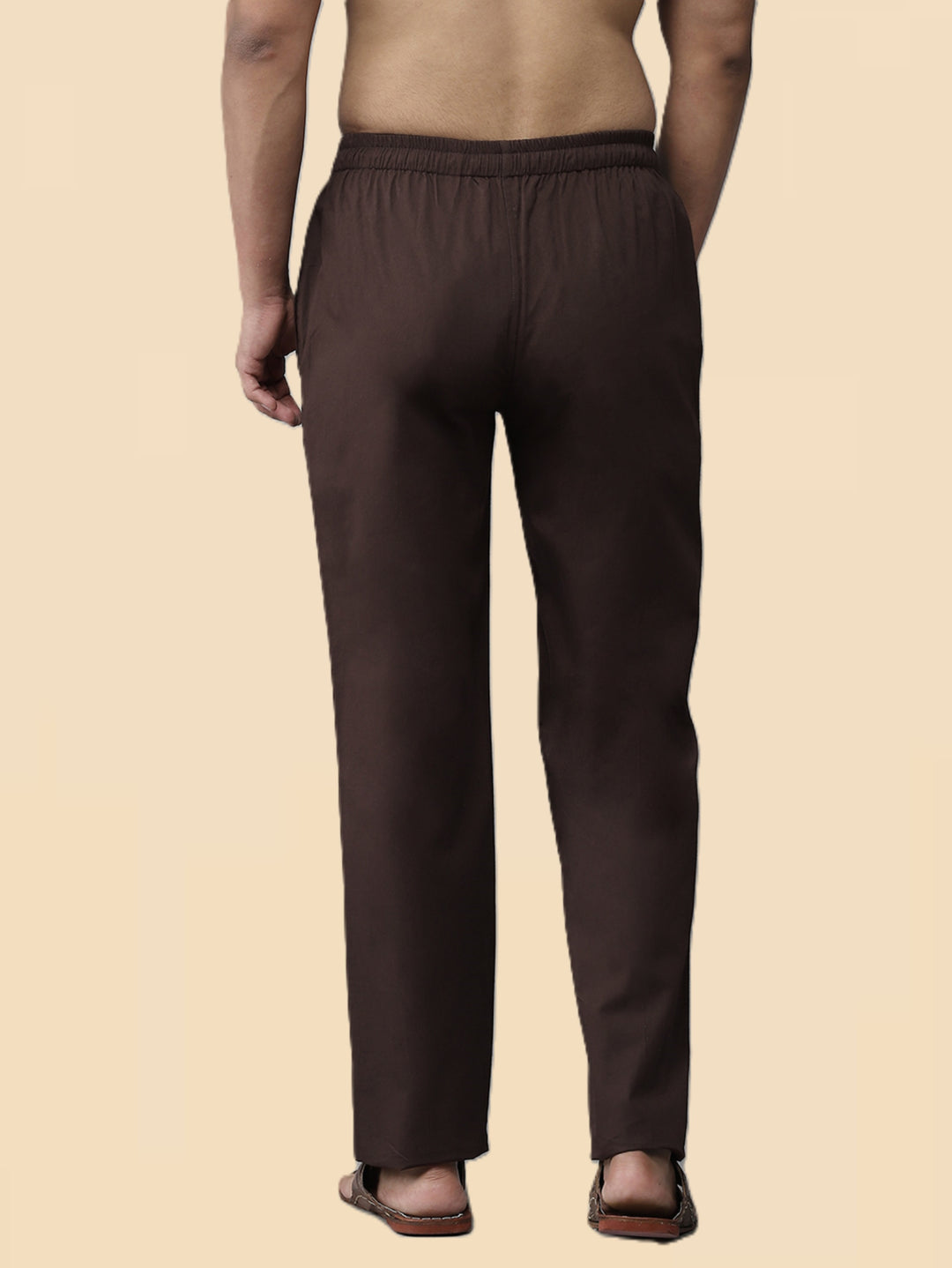 Men's Brown Solid Cotton Pyjama