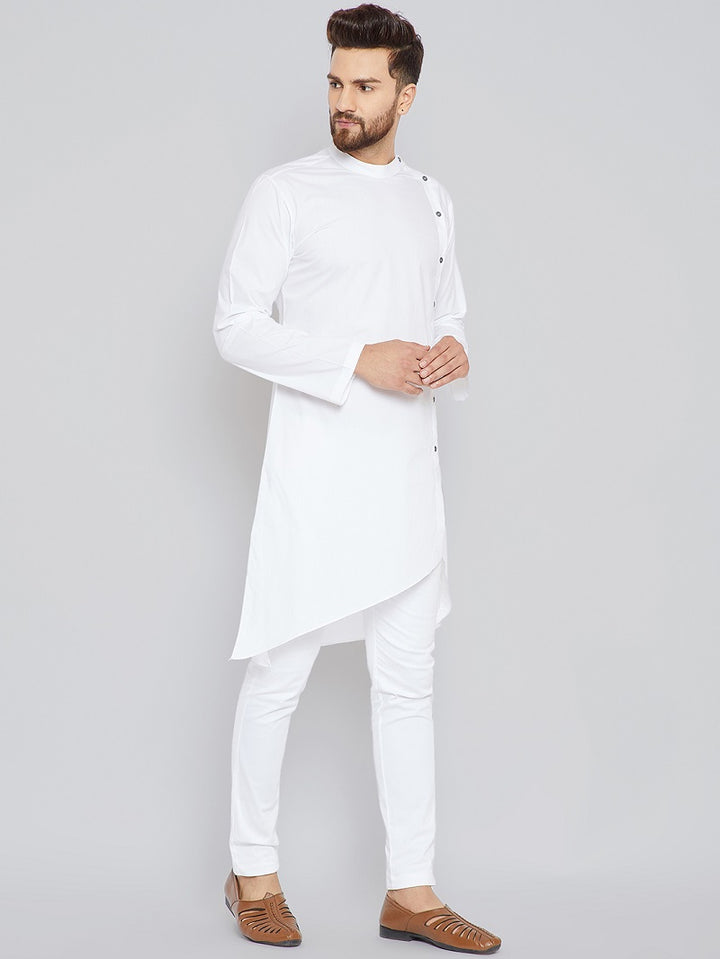 White Asymmetric Pure Cotton Kurta