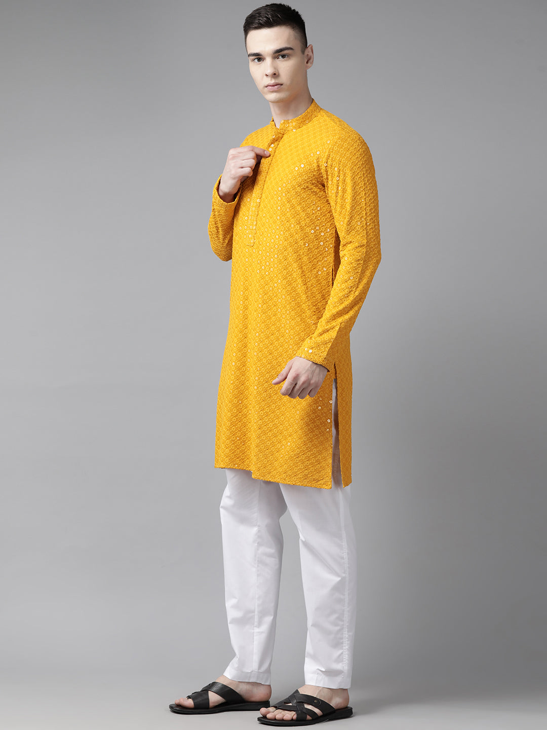 Sequins Embroidered Rayon Kurta With pyjama