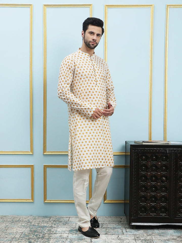 Printed Pure Cotton Striaght Kurta with Pyjama