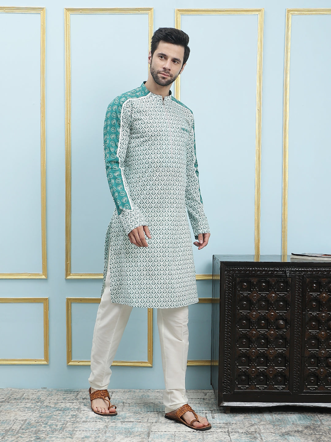 Printed Pure Cotton Straight Kurta with Pyjama