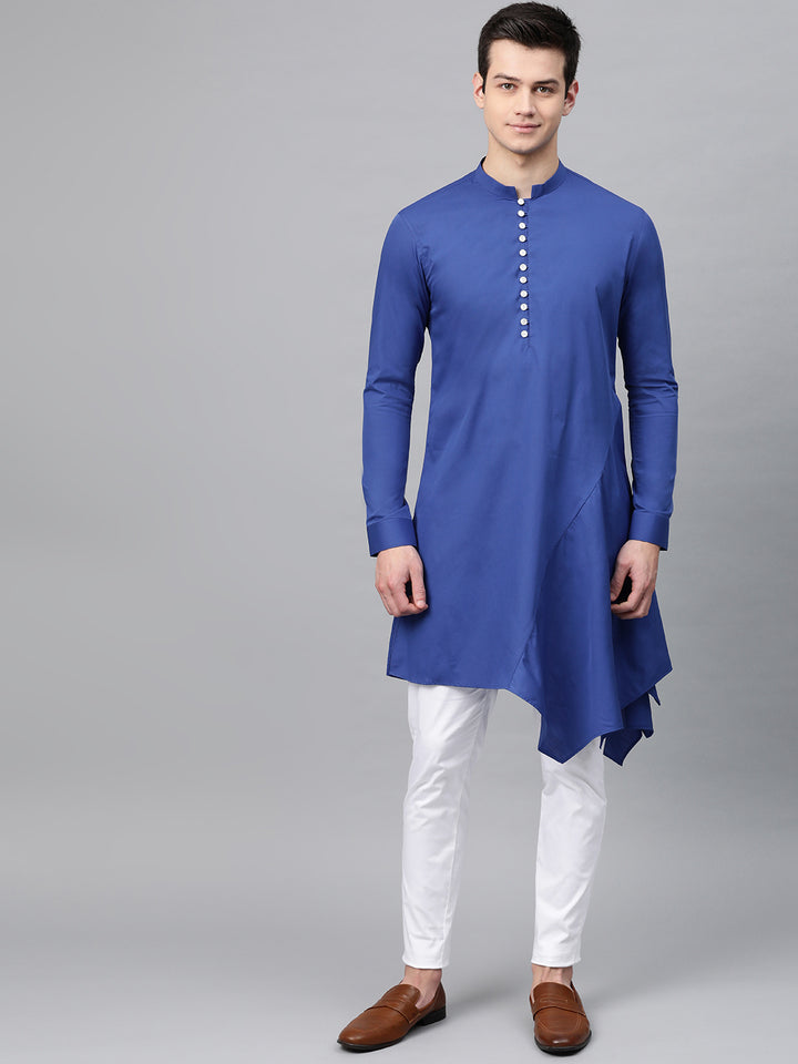 Plain Solid Asymmetrical Kurta with Pyjama