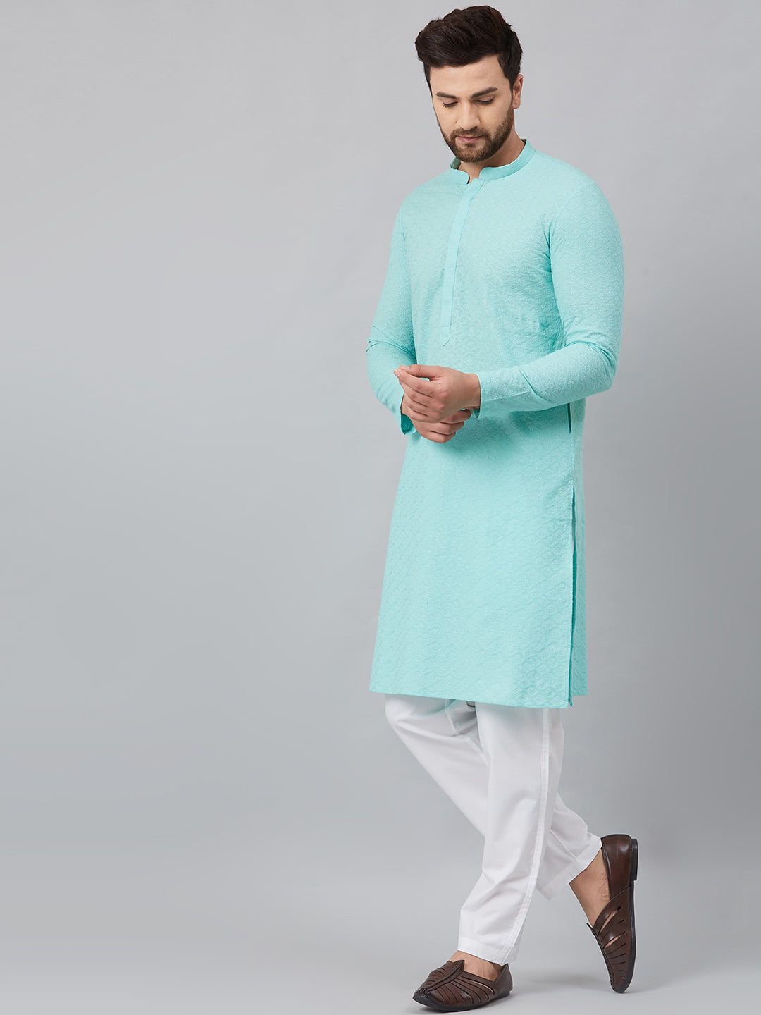 Chikankari Embroidered Straight kurta with Pyjama