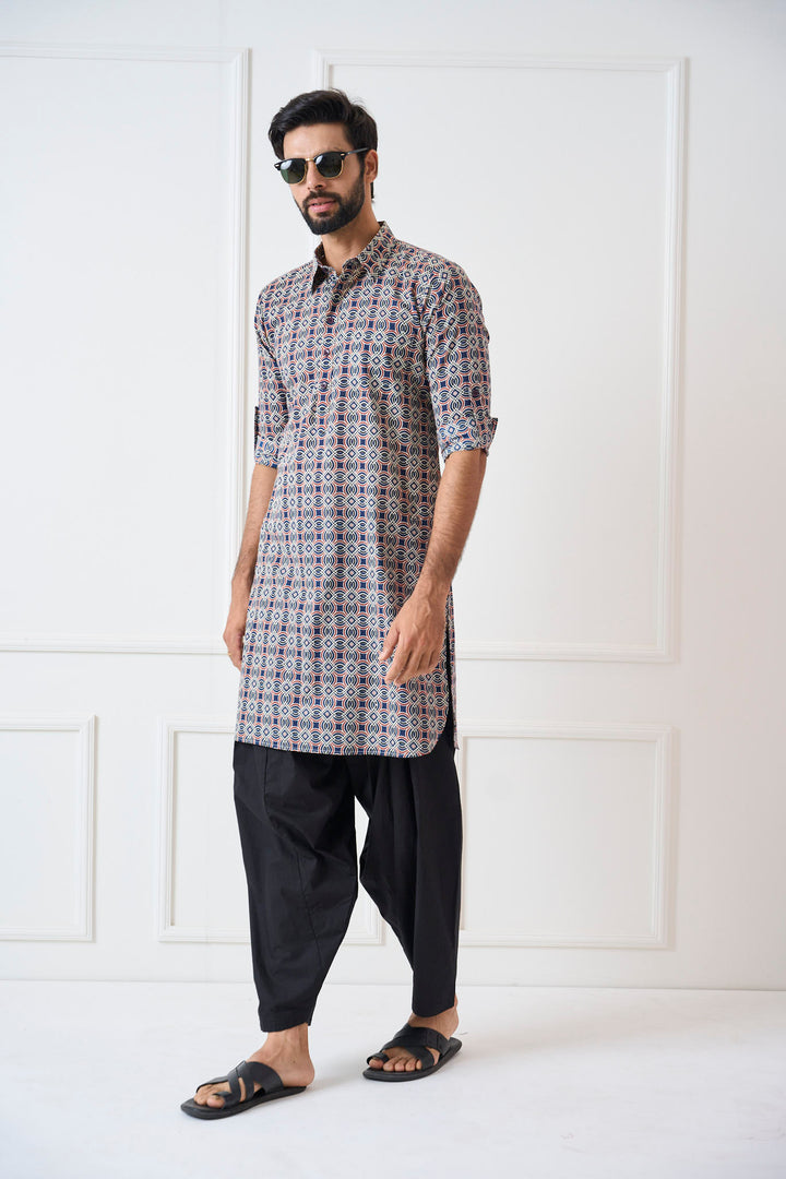 Pure Cotton Printed Pathani Kurta