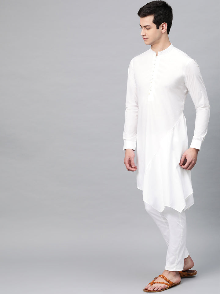 Plain Solid Asymmetrical Kurta with Pyjama