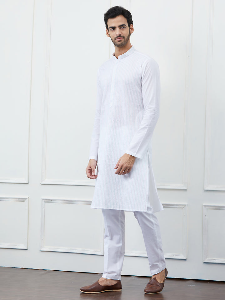 Thread Work Pure Cotton Kurta with Pyjama