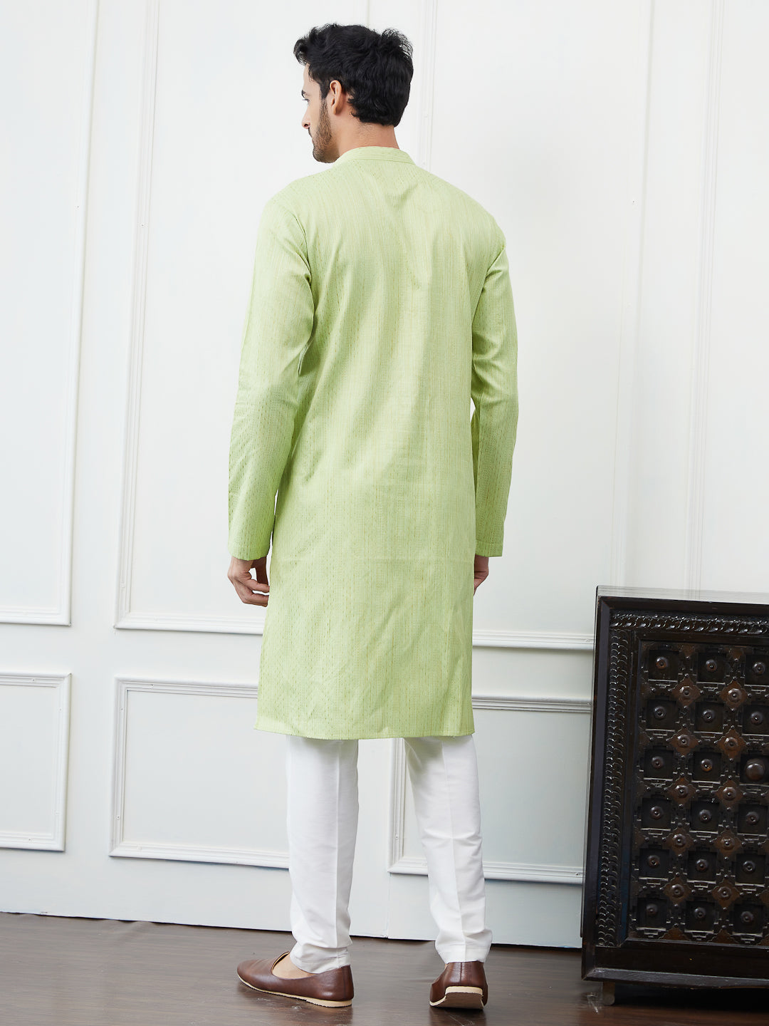 Embroidered Sequin and Thread Worked Pure Cotton Straight Kurta