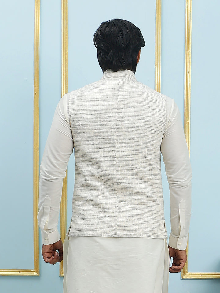 Solid Handwoven Pure Cotton Nehru Jacket