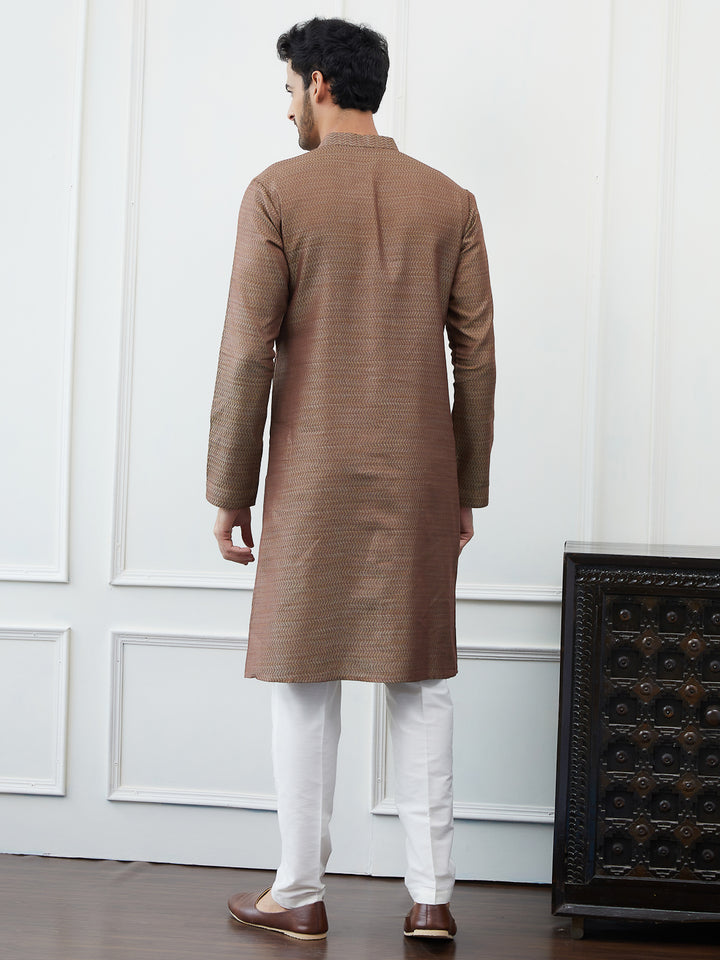 Thread Worked Cotton Silk Straight Kurta