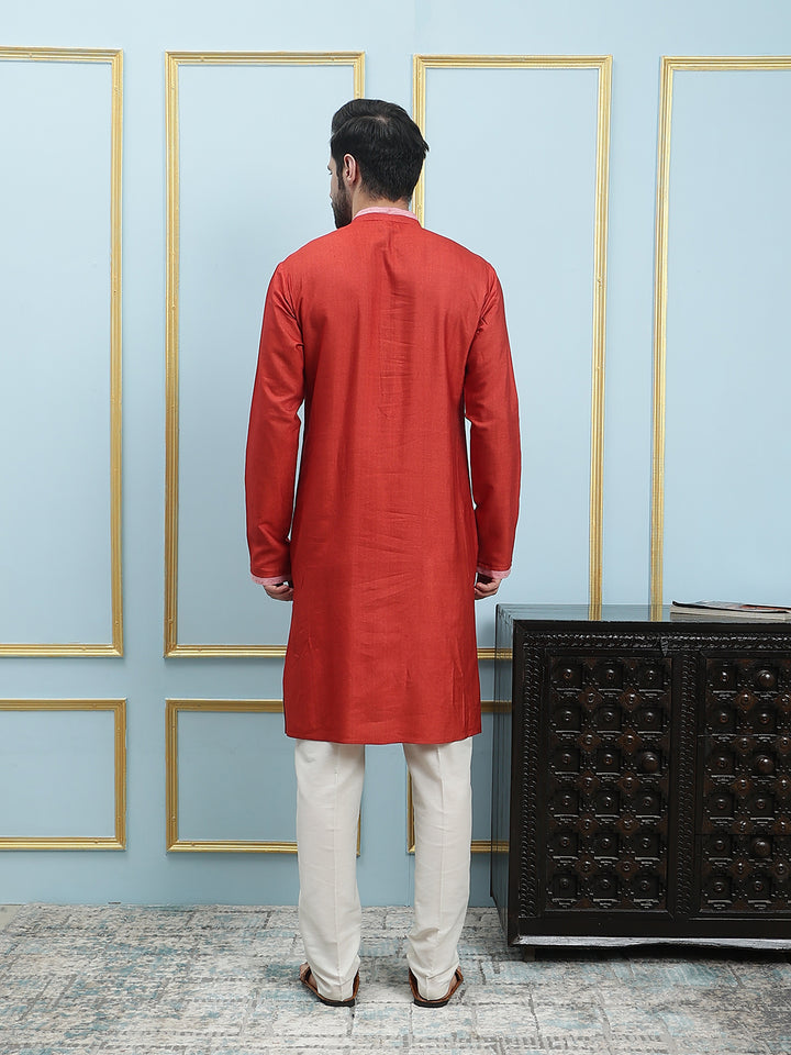 Solid Cotton Silk Straight Kurta with Pyjama