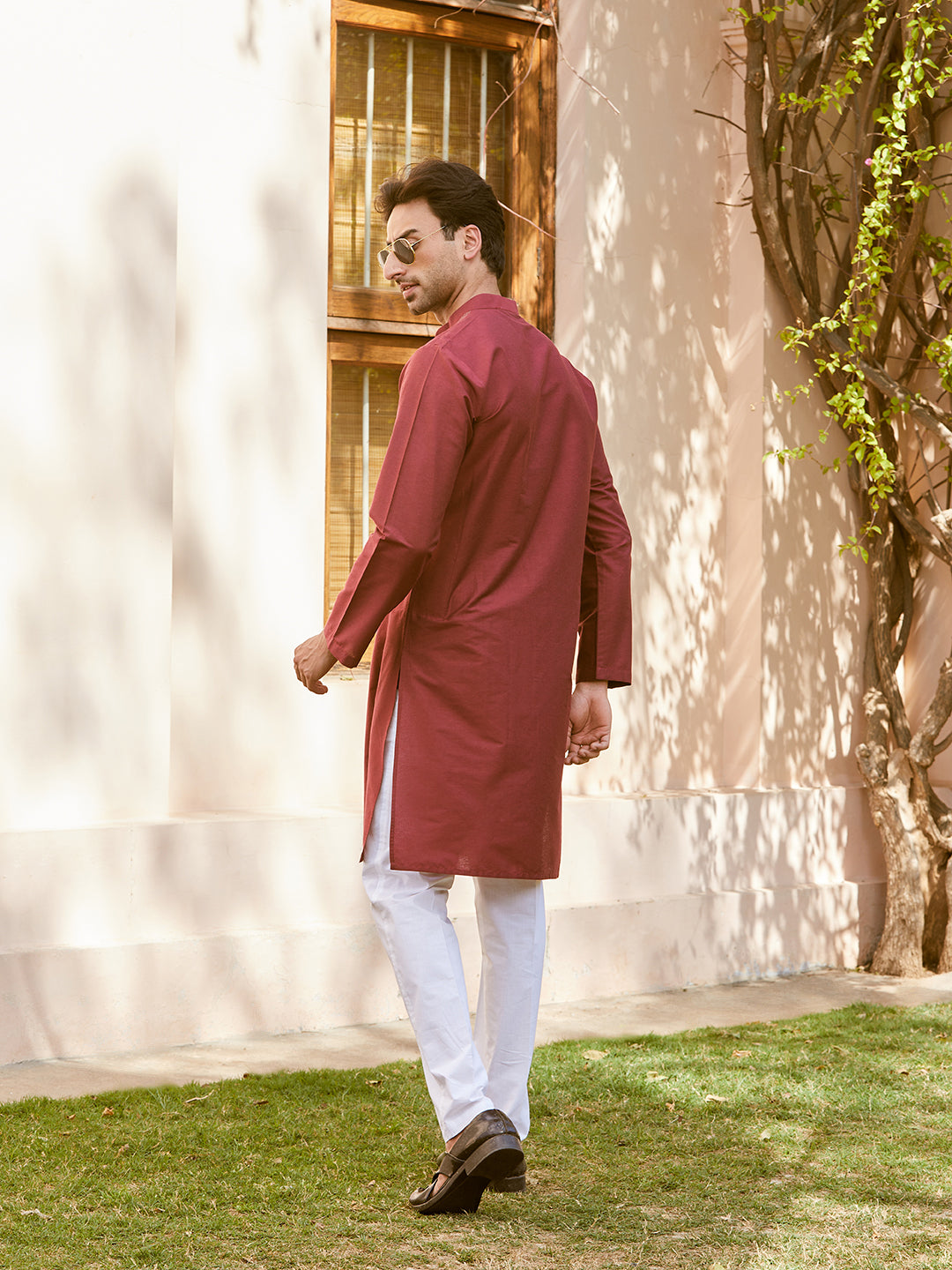 Pintuck Yoke Cotton Silk Straight Kurta