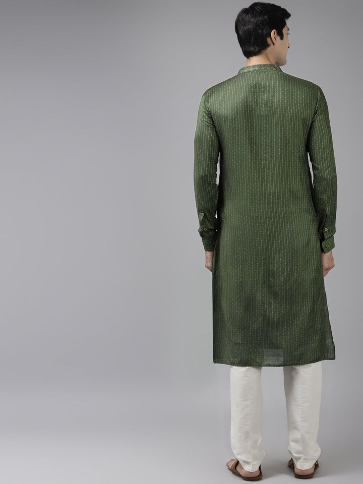 Handwoven Straight Silk Kurta with Pyjama